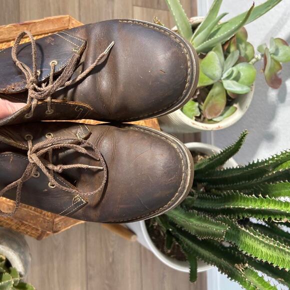 Brown leather clarks desert boots men's 9.5 chukka flat tie up boot - Picture 3 of 8